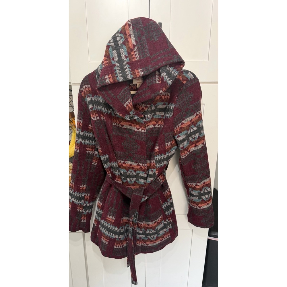 Mossimo Supply Co Women's XL Western Aztec Design Button Up Hooded Coat & Belt